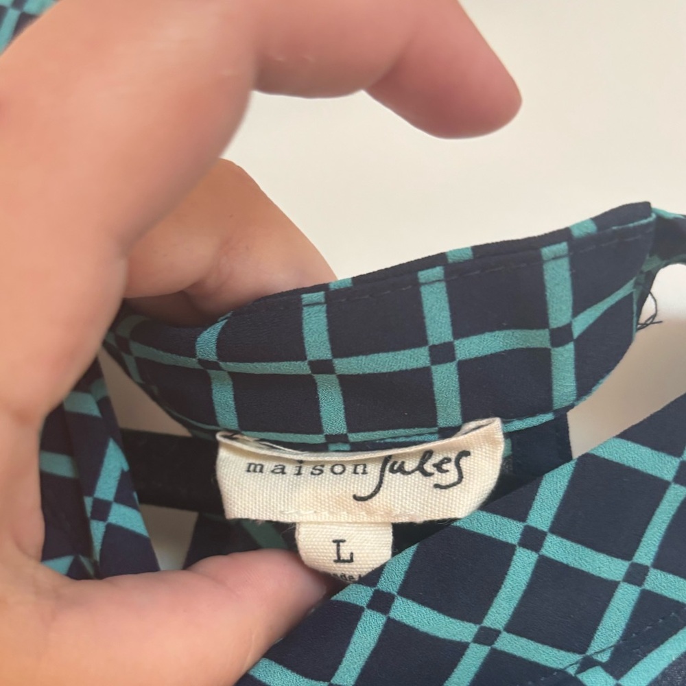 Maison Jules Teal Geometric Midi Dress - Picture 2 of 5